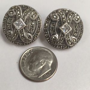 New Sterling silver ,Marcasite ,Topaz clip earring